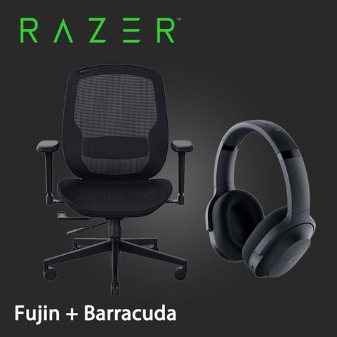 RAZER 雷蛇 Barracuda 梭魚 無線耳機+Fujin 風靈網狀人體工學電競椅(需自行組裝)