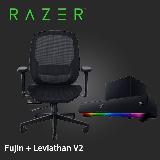 RAZER 雷蛇 Leviathan V2 利維坦巨獸 聲霸音箱系統+Fujin 風靈網狀人體工學電競椅(需自行組裝)