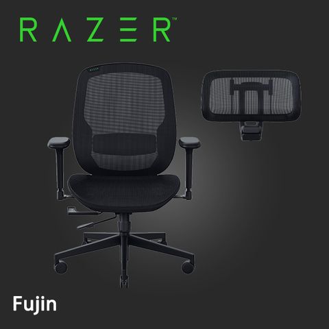 RAZER 雷蛇 Fujin 風靈網狀人體工學電競椅 + 頭枕超值組