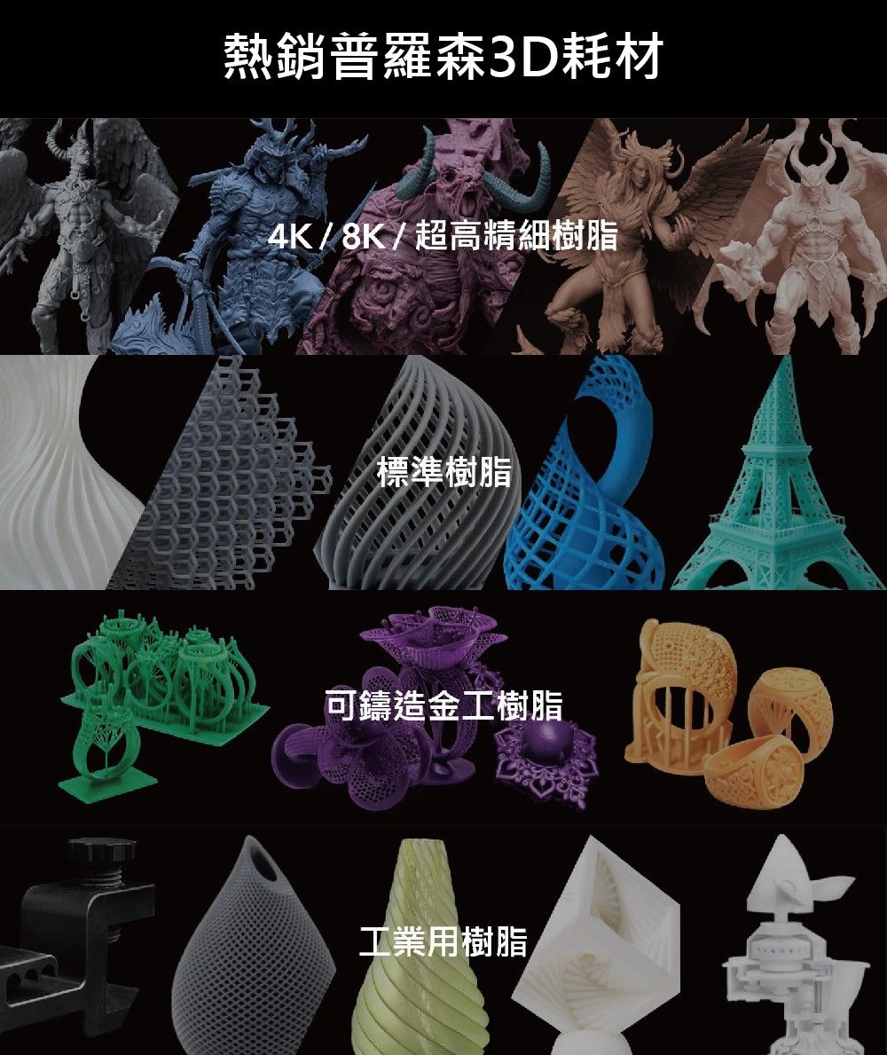 熱銷普羅森3D耗材4K/8K/超高精細樹脂標準樹脂可鑄造金工樹脂工業用樹脂