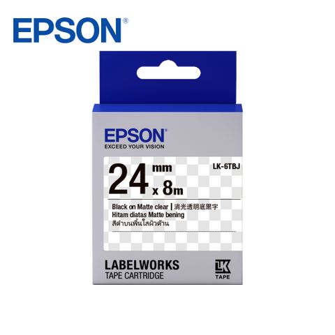 EPSON 愛普生 LK-6TBJ C53S656420標籤帶(消光霧面24mm)透明黑