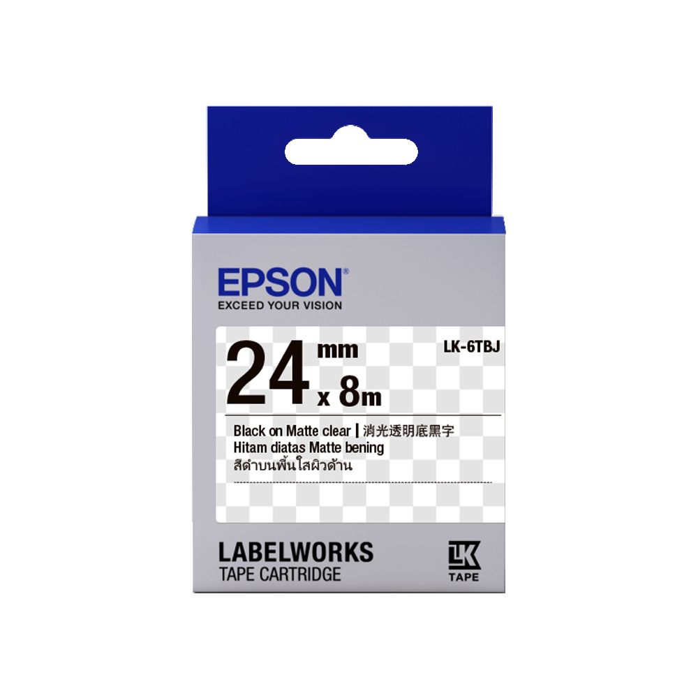 EPSON 愛普生  LK-6TBJ C53S656420標籤帶(消光霧面24mm)透明黑