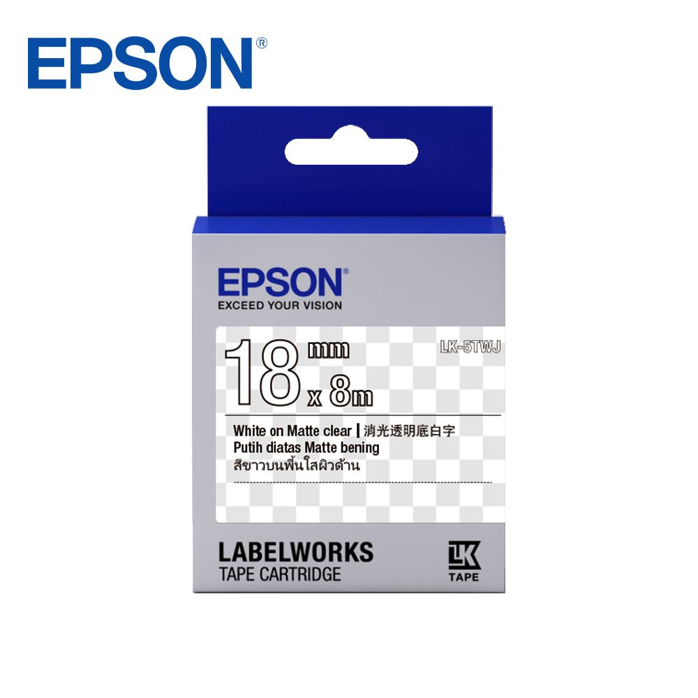 EPSON 愛普生  LK-5TWJ C53S655426標籤帶(消光霧面18mm)透明白