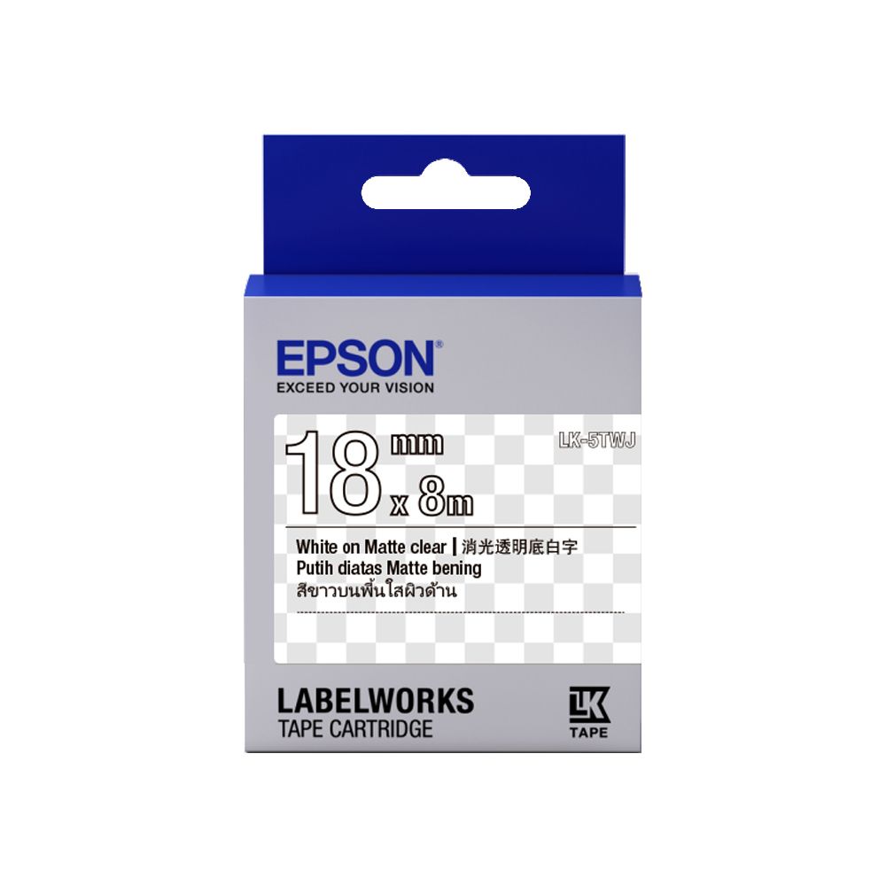 EPSON 愛普生  LK-5TWJ C53S655426標籤帶(消光霧面18mm)透明白