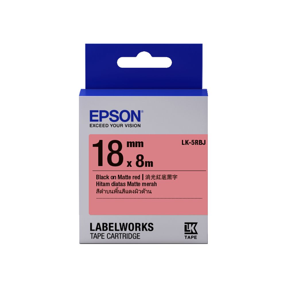 EPSON 愛普生  LK-5RBJ C53S655427標籤帶(消光霧面18mm)紅黑