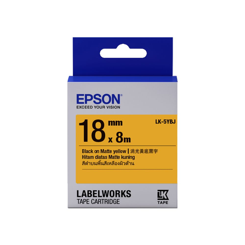 EPSON 愛普生  LK-5YBJ C53S655428標籤帶(消光霧面18mm)黃黑