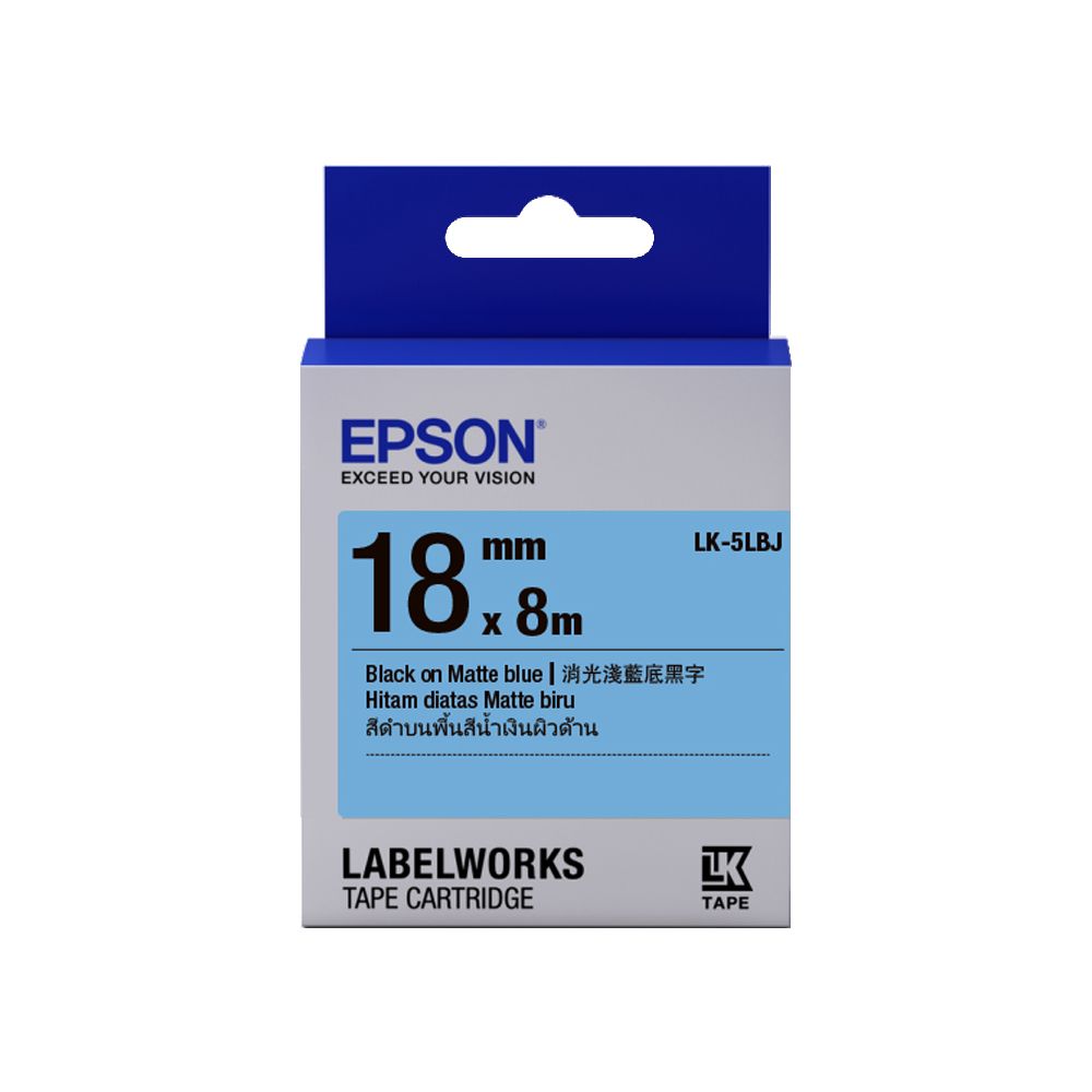 EPSON 愛普生  LK-5LBJ C53S655430標籤帶(消光霧面18mm)淺藍黑