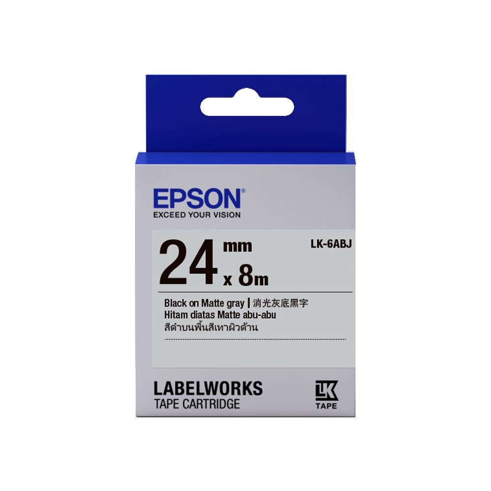 EPSON 愛普生  LK-6ABJ C53S656424標籤帶(消光霧面24mm)灰黑