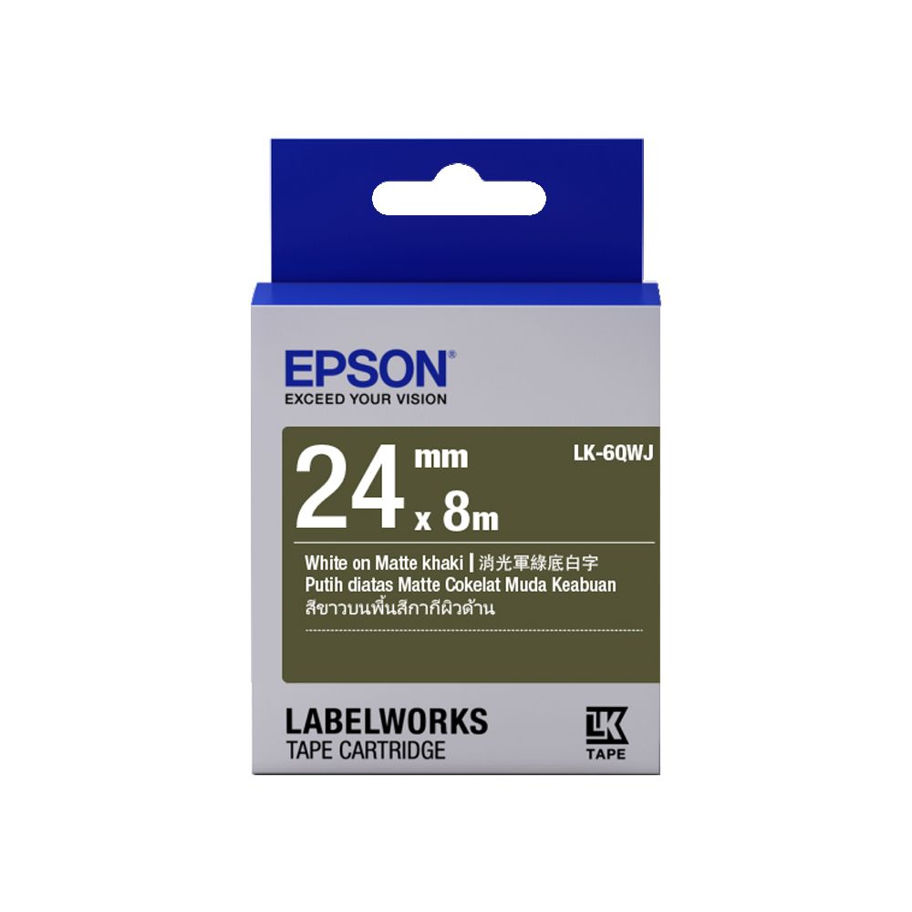 EPSON 愛普生  LK-6QWJ C53S656425標籤帶(消光霧面24mm)軍綠白