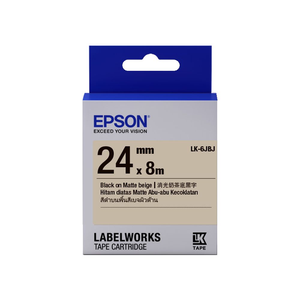 EPSON 愛普生  LK-6JBJ C53S656426標籤帶(消光霧面24mm)奶茶黑