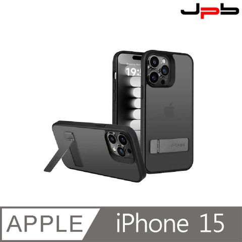 JPB 日本橋 [  ] iPhone 15 6.1吋 樂扣支架 透明防摔手機殼 霧曜黑