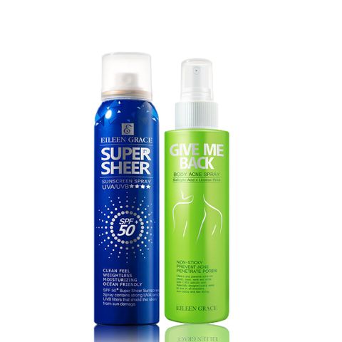 EILEEN GRACE 妍霓絲 SPF50清爽沁涼防曬噴霧180ml+水楊酸抗痘無痕美體噴霧150ml