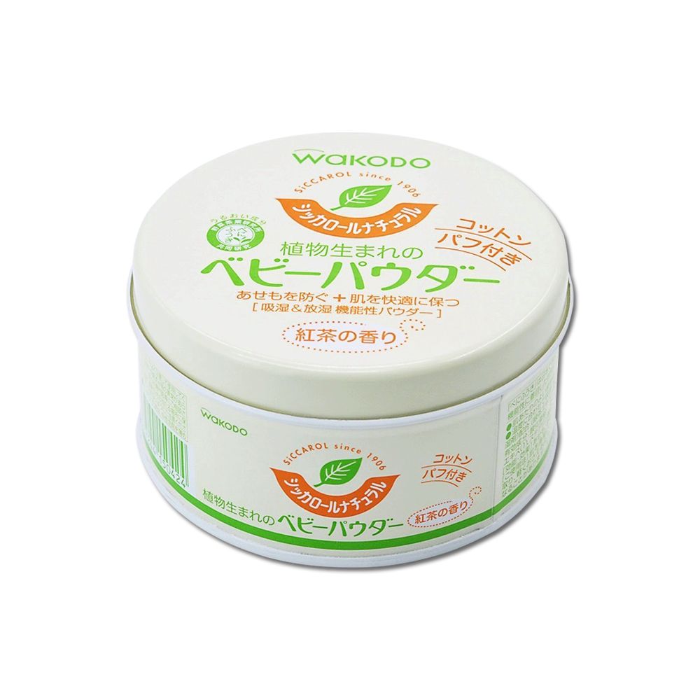 WAKODO 和光堂 (2罐超值組)日本玉米澱粉植萃滋潤吸濕爽身粉120g/罐-紅茶香(每罐內附粉撲1入)