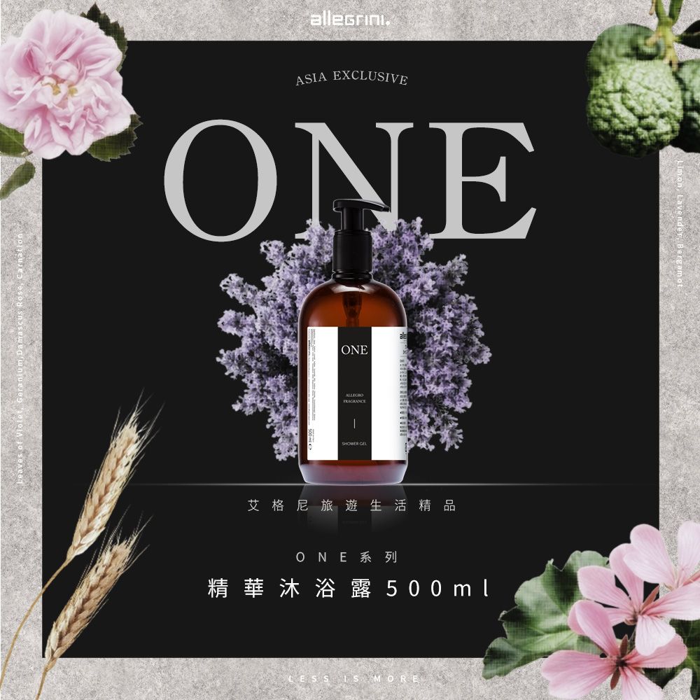 ALLEGRINI 艾格尼 ONE系列 精華沐浴露 500ml 國內外五星級飯店選用/義大利原裝進口