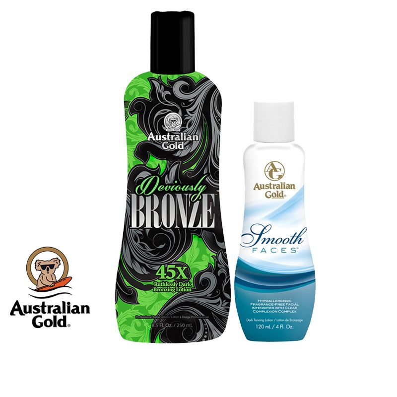 AustralianGoldBRONZERuthlessly Bronzing AustralianGoldSmoothFACESAustralianGold     HYPOALLERGENICFRAGRANCE FACIAL WITH CLEARCOMPLEXION COMPLEXDark  Lotion  120  / 4