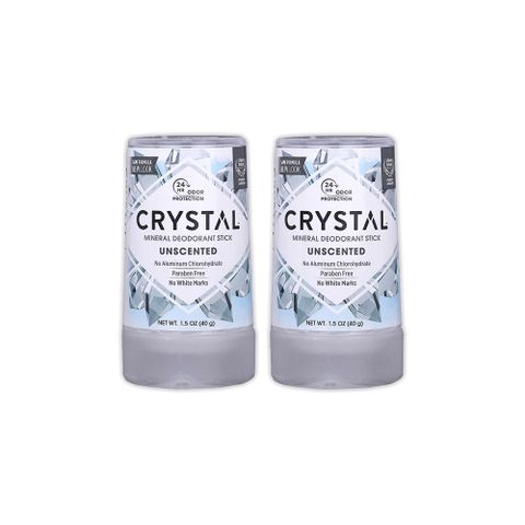 Crystal Cable (2條超值組)美國CRYSTAL-礦物鹽身體固體除臭棒-無香款40g/條(止汗/體香劑,晶燦綺肌長效體香石,運動汗味腋下狐臭消臭石,長效淨味約24小時)