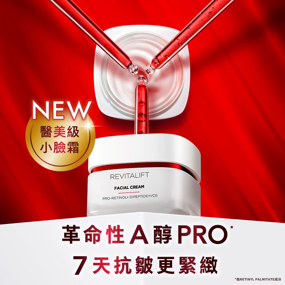 NEW醫美級小臉 霜REVITALIFTFACIAL CREAMPRO-RETINOL+DIPEPTIDE+VCG革命性A醇PRO 7天抗皺更緊緻*指RETINYL PALMITATE成分