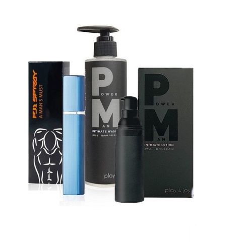 PLAY&JOY -POWERMAN男性私密清潔乳250ml+私密養護液30ml+PJ1 SPRAY-男士勁能噴霧15ml(延時液)