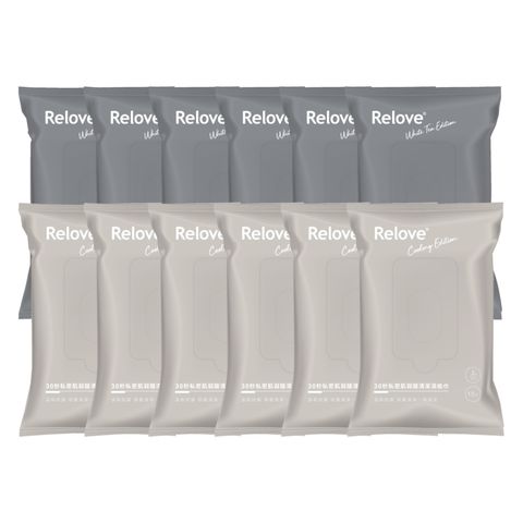 12入組 RELOVE私密肌30秒面膜濕紙巾(玫瑰涼感*6+綠茶無涼*6)