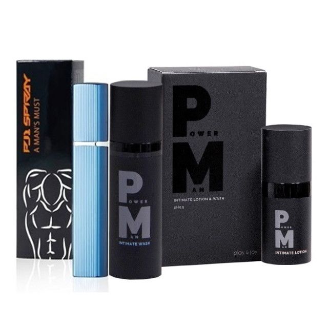 PLAY&JOY  Powerman男性私密清潔養護(旅行組) + PJ1 SPRAY 男士勁能噴霧 (延時液)