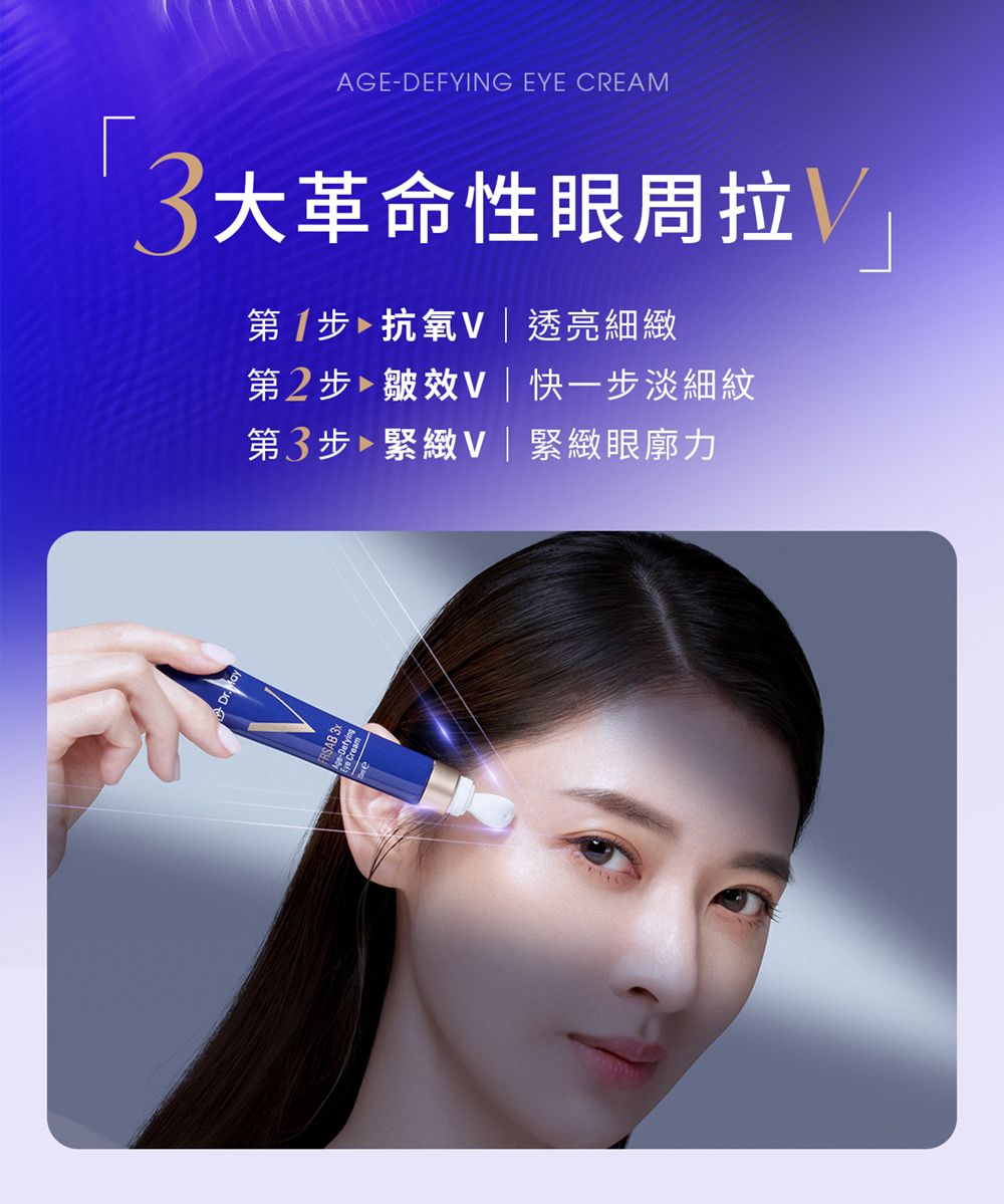 AGE-DEFYING EYE CREAM大革命性眼周拉第1步 抗氧透亮細緻第2步 皺V|一步淡細紋第3步 緊緻V 緊緻眼廓力