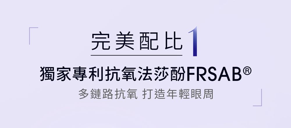 完美配比獨家專利抗氧法莎酚FRSAB 多鏈路抗氧 打造年輕眼周