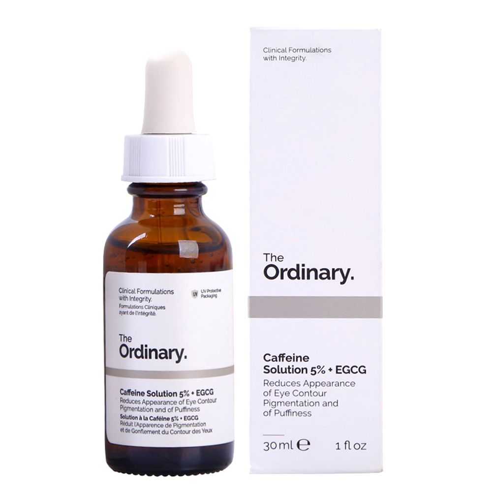 Clinical with IntegrityFormulations Cliniques de  Clinical Formulationswith IntegrityTheOrdinaryTheOrdinaryCaffeine Solution   EGCGReduces Appearance of Eye ContourPigmentation and of PuffinessSolution  la  5% EGCG lApparence de Pigmentationet de Gonement du Contour des YeuxCaffeineSolution 5%  EGCGReduces Appearanceof Eye ContourPigmentation andof Puffiness30 ml e1 fl oz