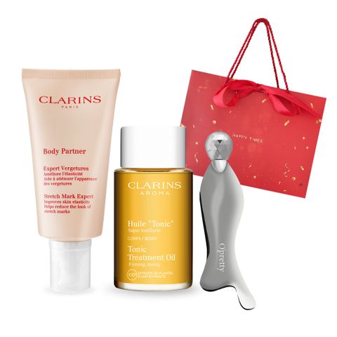 CLARINS 克蘭詩 孕婦宛若新生調和按摩組[撫紋霜+護理油+按摩器+禮袋]-尾牙新年禮品