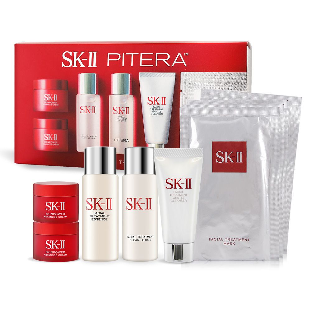 SK-II  9件體驗組(洗面乳20g+青春露30ml+亮采水30ml+致臻活膚霜15gX2+面膜X4)-國際航空版