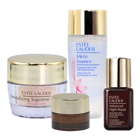 ESTEE LAUDER 雅詩蘭黛 EsteeLauder 全方位修護保養四件組 (小棕瓶7ml+小棕眼5ml+亮顏霜15ml+櫻花輕盈版原生露30ml)