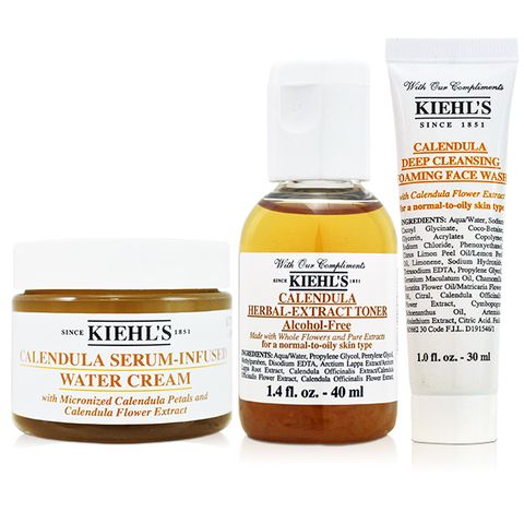 KIEHL'S 契爾氏 金盞花精萃亮采水凝霜50ml+金盞花植物精華潔面泡泡凝露30ml+金盞花植物精華化妝水40ml