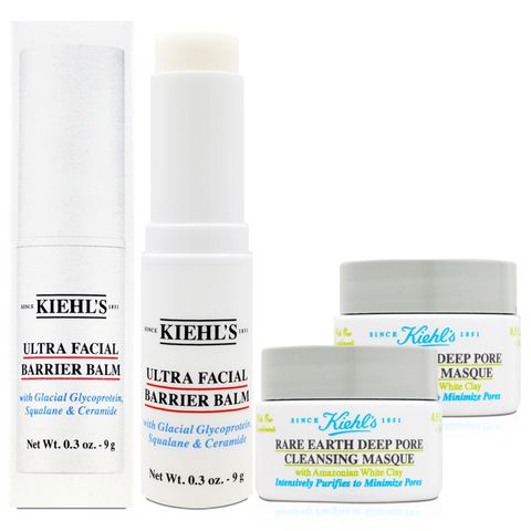 KIEHL'S 契爾氏 【KIEHLS 】KIEHLS  冰河精華底妝保濕棒9g+亞馬遜白泥淨緻毛孔面膜14ml*2(百貨專櫃貨)