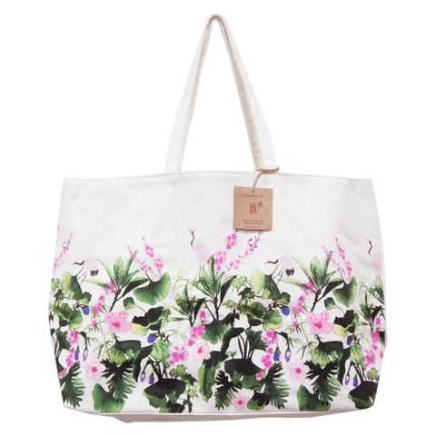 《CLARINS 克蘭詩》法國環保時尚粉鶴肩背包