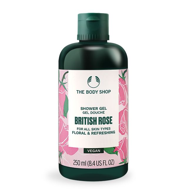 THE BODY SHOPSHOWER GELGEL DOUCHEBRITISH ROSEFOR ALL SKIN TYPESFLORAL & REFRESHINGVEGAN250 ml (8.4 US FL )