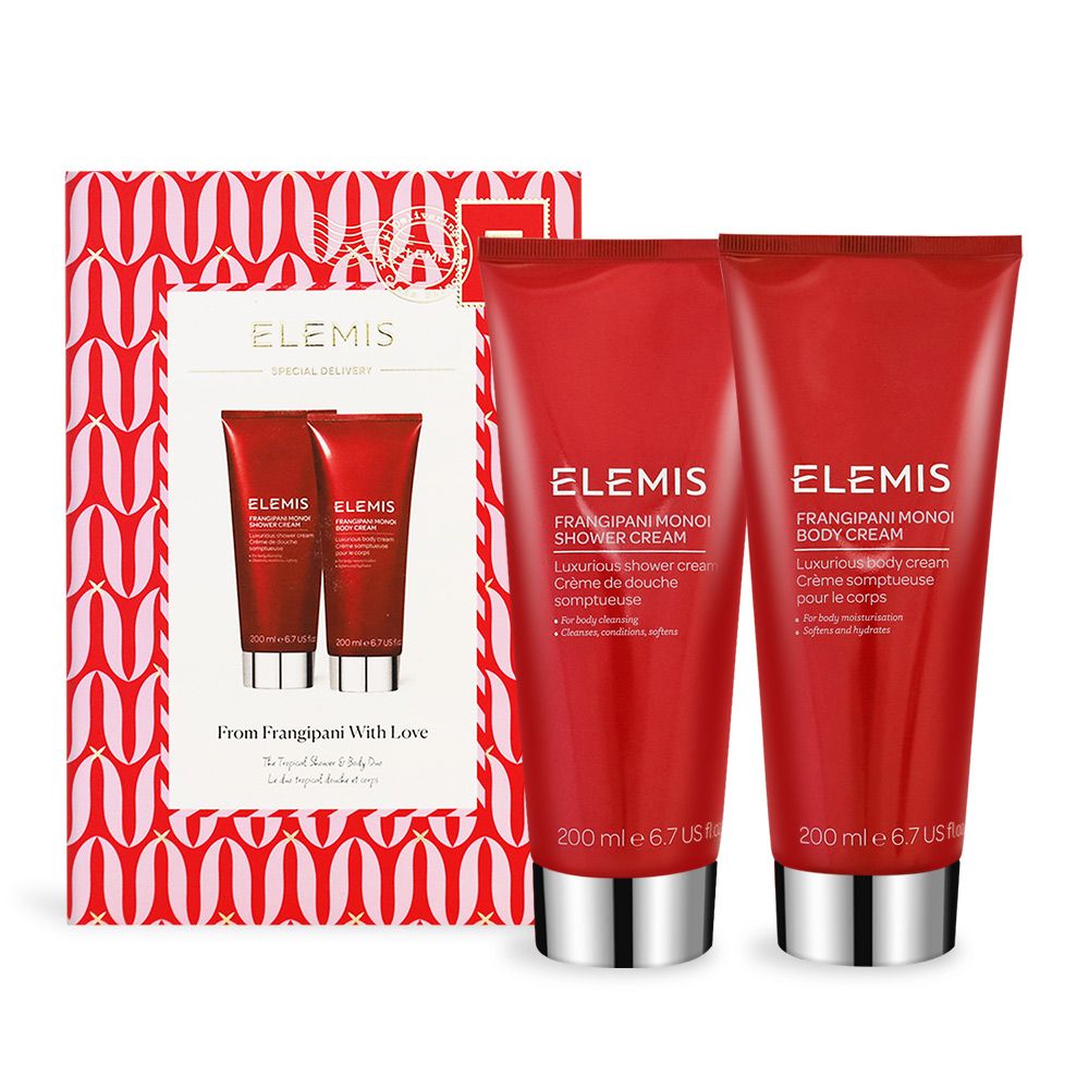 Elemis  雞蛋花身體呵護英倫禮盒[沐浴乳200ml+潤膚乳200ml]-國際航空版