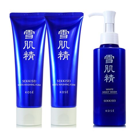 KOSE 高絲 雪肌精淨透洗顏霜130ml*2+洗顏乳140ml (盒裝贈品標示) 超值組合 (正統公司貨)