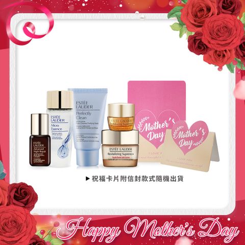 ESTEE LAUDER 雅詩蘭黛 年輕煥采寵愛媽咪旅行組[潔面乳+原生露+特潤+膠原眼霜+膠原霜]附母親節祝福卡片