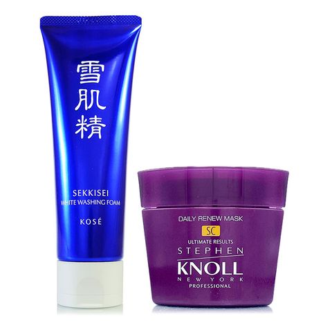KOSE 高絲 雪肌精淨透洗顏霜130g +史蒂芬諾爾 沙龍質感彈韌修護髮膜200g(正統公司貨)