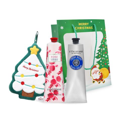 LOCCITANE 歐舒丹 新版經典護手霜150mX2禮袋組-聖誕交換禮物-多款-國際航空版