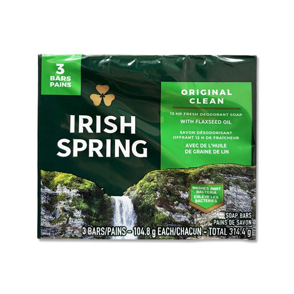  (3顆超值組)美國Irish Spring愛爾蘭之春-身體沐浴體香皂-原香深綠標104.8g/顆