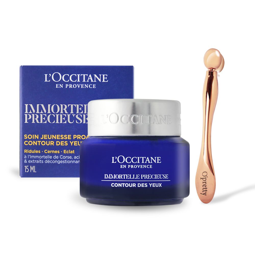 L'OCCITANE 歐舒丹 LOCCITANE  蠟菊精華眼霜(15ml)-新版贈OPretty 歐沛媞 眼部按摩棒(10X1.5cm)-公司貨