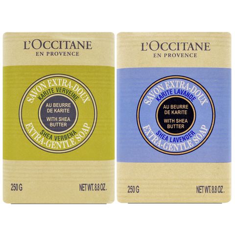 L'OCCITANE 歐舒丹 乳油木薰衣草皂 250g+乳油木馬鞭草皂 250g(百貨專櫃貨)