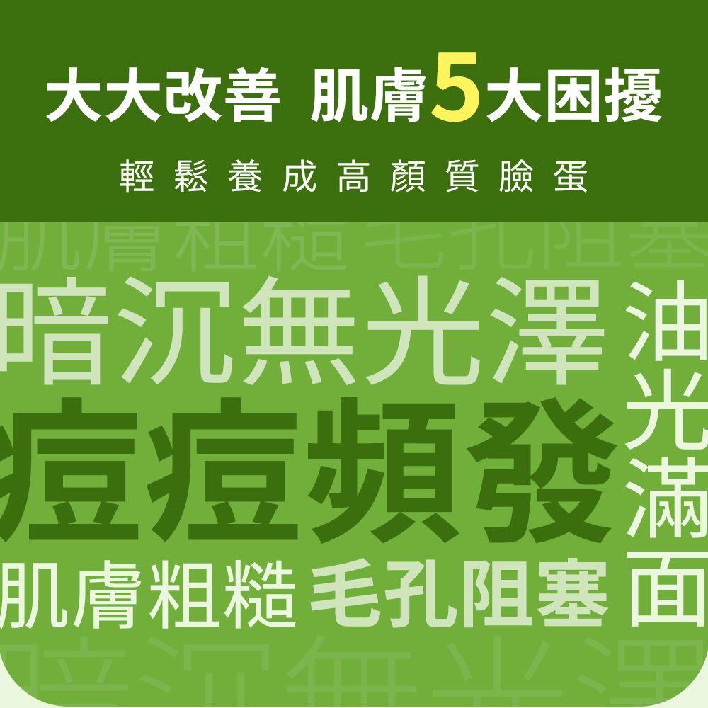 大大改善肌膚5大困擾輕鬆養成高顏質臉蛋肌暗沉無光澤油痘痘頻發肌膚粗糙毛孔阻塞 面