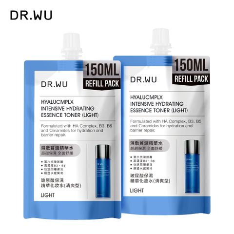 DR.WU 玻尿酸保濕精華化妝水(清爽型)補充包150ML 2入組