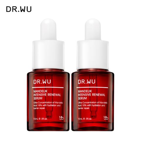 DR.WU 杏仁酸亮白煥膚精華18%15ML(小紅瓶) 2入組