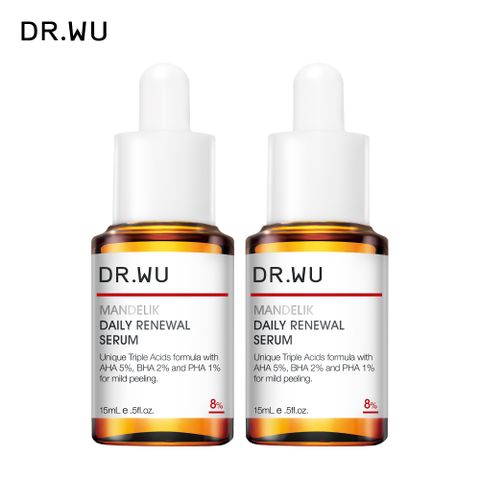 DR.WU 杏仁酸溫和煥膚精華8%15ML(2入組)