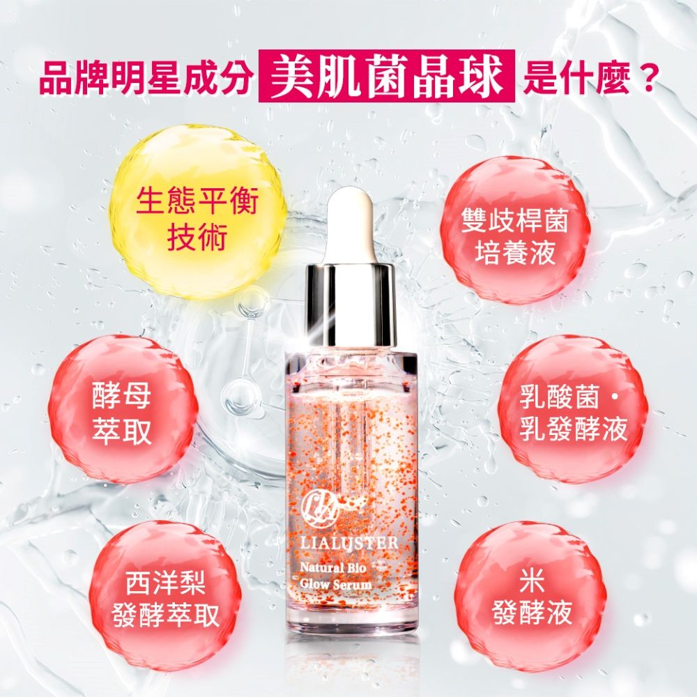  【LIALUSTER 亮姿堂】美肌菌晶球撫紋精華27mL (美菌露/女人我最大強推/改善細紋/美白/淡斑/緊緻毛孔)