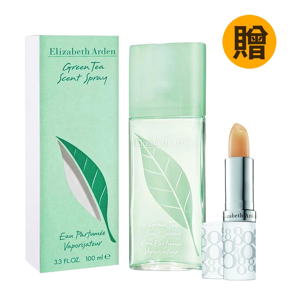 Elizabeth Arden 伊麗莎白雅頓 綠茶中性淡香水 100ml (原廠公司貨)+雅頓八小時護唇膏乙入(原廠公司貨)