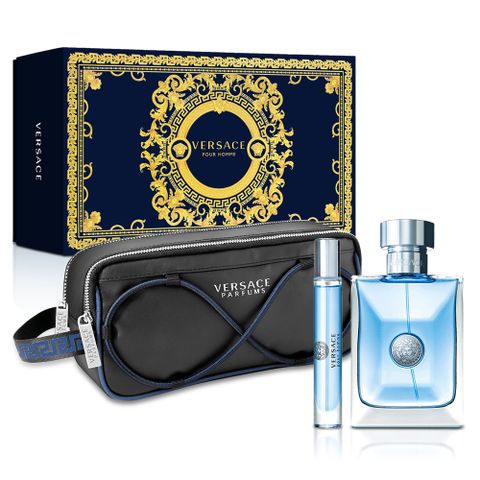 Versace 凡賽斯 經典男性淡香水禮盒(淡香水100ml+隨行香氛10ml+精美手拿包)