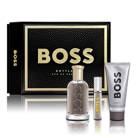 HUGO BOSS 自信男性淡香精香氛禮盒(淡香精100ML+隨身瓶10ML+沐浴膠100ML)